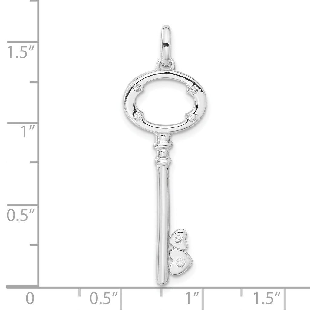 Cubic Zirconia Key Pendant in Sterling Silver, 42mm - Sophia Jewelers