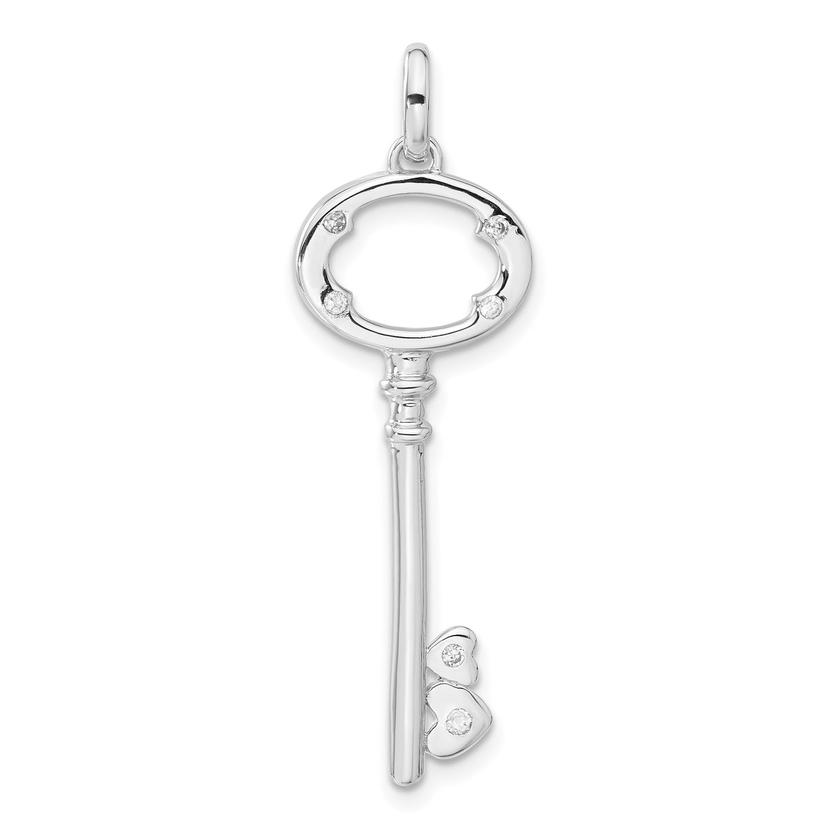 Cubic Zirconia Key Pendant in Sterling Silver, 42mm - Sophia Jewelers