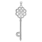 Key Pendant in Sterling Silver with Cubic Zirconia, 58mm - Sophia Jewelers
