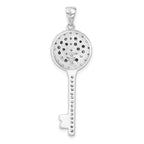 Peace Sign Key Pendant in Sterling Silver with Black & Clear Cubic Zirconia, 45mm - Sophia Jewelers