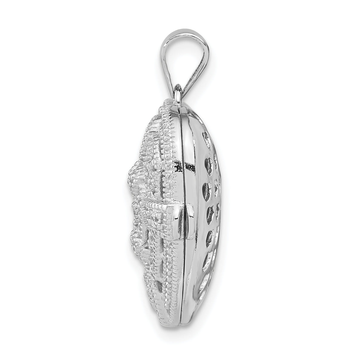 Heart Locket Pendant in Sterling Silver with Cubic Zirconia, 27mm - Sophia Jewelers