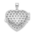 Heart Locket Pendant in Sterling Silver with Cubic Zirconia, 27mm - Sophia Jewelers