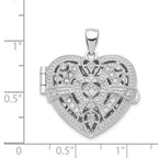 Heart Locket Pendant in Sterling Silver with Cubic Zirconia, 27mm - Sophia Jewelers