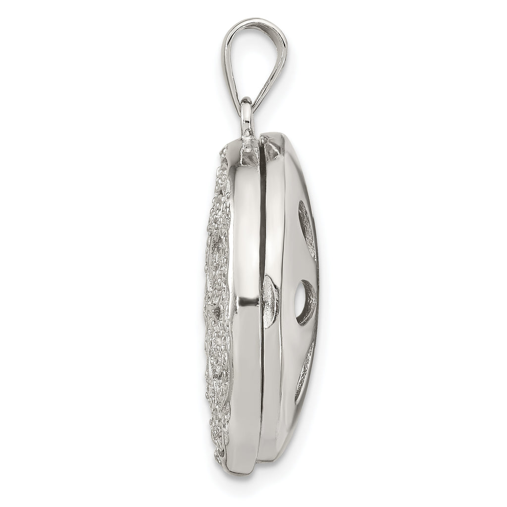 Flower Cubic Zirconia Locket Pendant in Sterling Silver, 22.5mm - Sophia Jewelers