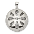 Flower Cubic Zirconia Locket Pendant in Sterling Silver, 22.5mm - Sophia Jewelers