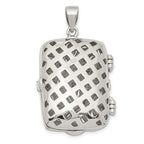 Fancy Cubic Zirconia Rectangle Locket Pendant in Sterling Silver, 32mm - Sophia Jewelers