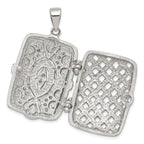Fancy Cubic Zirconia Rectangle Locket Pendant in Sterling Silver, 32mm - Sophia Jewelers