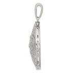 Floral Pavé Cubic Zirconia Circle Pendant in Sterling Silver, 46mm - Sophia Jewelers