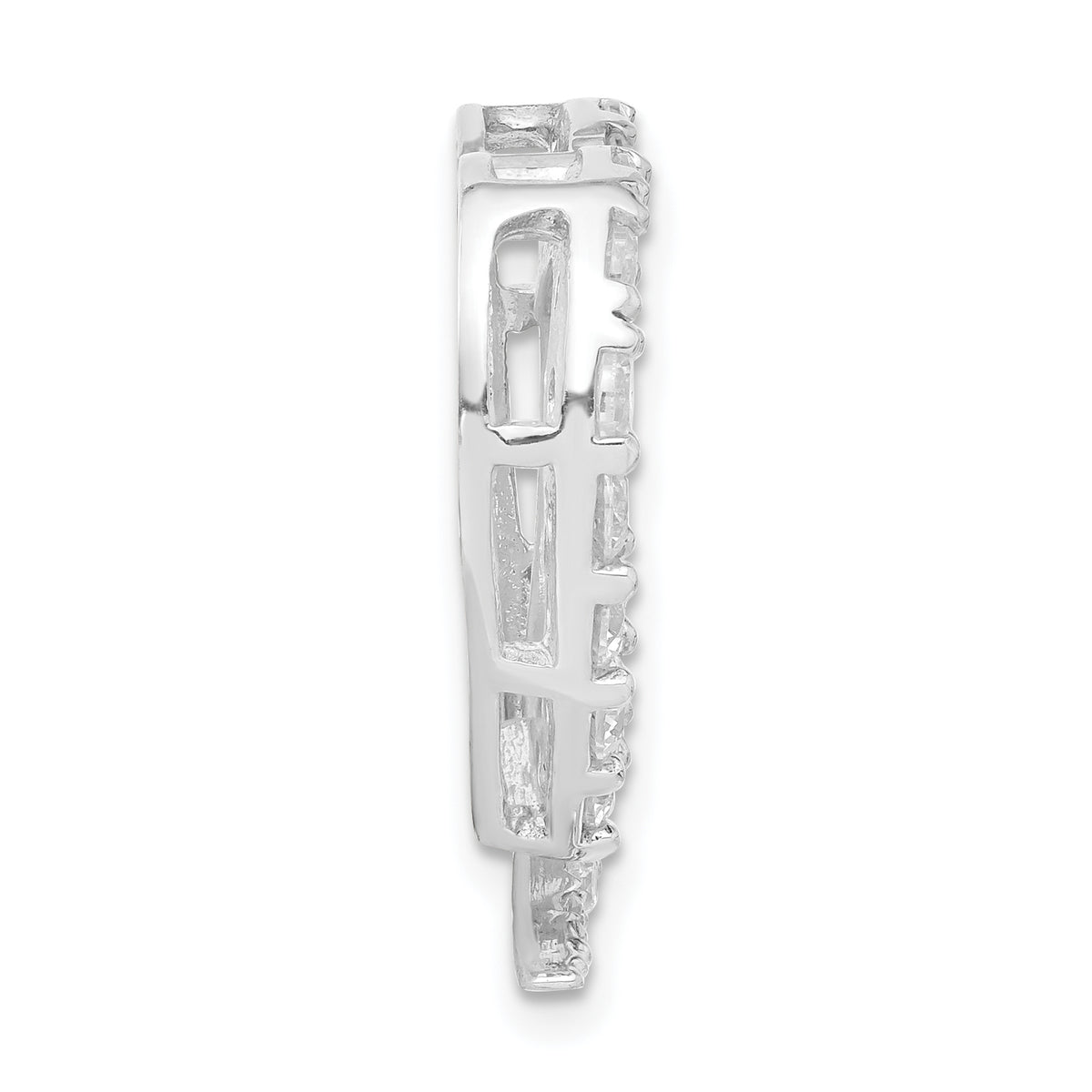 Heart Slide Pendant in Sterling Silver with Cubic Zirconia, 24mm - Sophia Jewelers