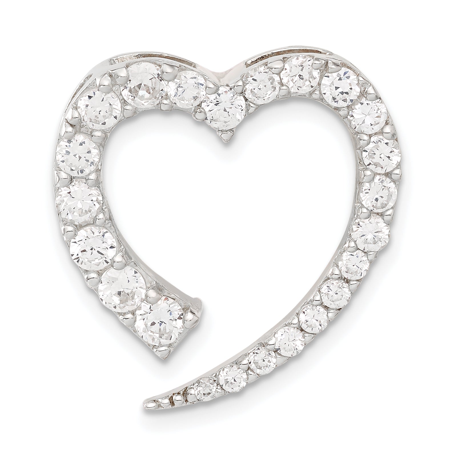 Heart Slide Pendant in Sterling Silver with Cubic Zirconia, 24mm Secondary image