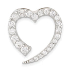 Heart Slide Pendant in Sterling Silver with Cubic Zirconia, 24mm - Sophia Jewelers