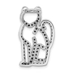 Cat Slide Pendant in Sterling Silver with Black Cubic Zirconia, 27mm - Sophia Jewelers