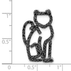 Cat Slide Pendant in Sterling Silver with Black Cubic Zirconia, 27mm - Sophia Jewelers