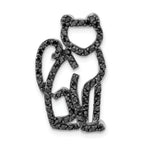 Cat Slide Pendant in Sterling Silver with Black Cubic Zirconia, 27mm - Sophia Jewelers