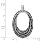 Open Oval Fancy Pendant in Sterling Silver with Black & White Cubic Zirconia, 35mm - Sophia Jewelers
