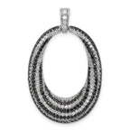 Open Oval Fancy Pendant in Sterling Silver with Black & White Cubic Zirconia, 35mm - Sophia Jewelers
