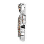 Turtle Slide Charm in Sterling Silver with White & Champagne Cubic Zirconia, 31mm - Sophia Jewelers
