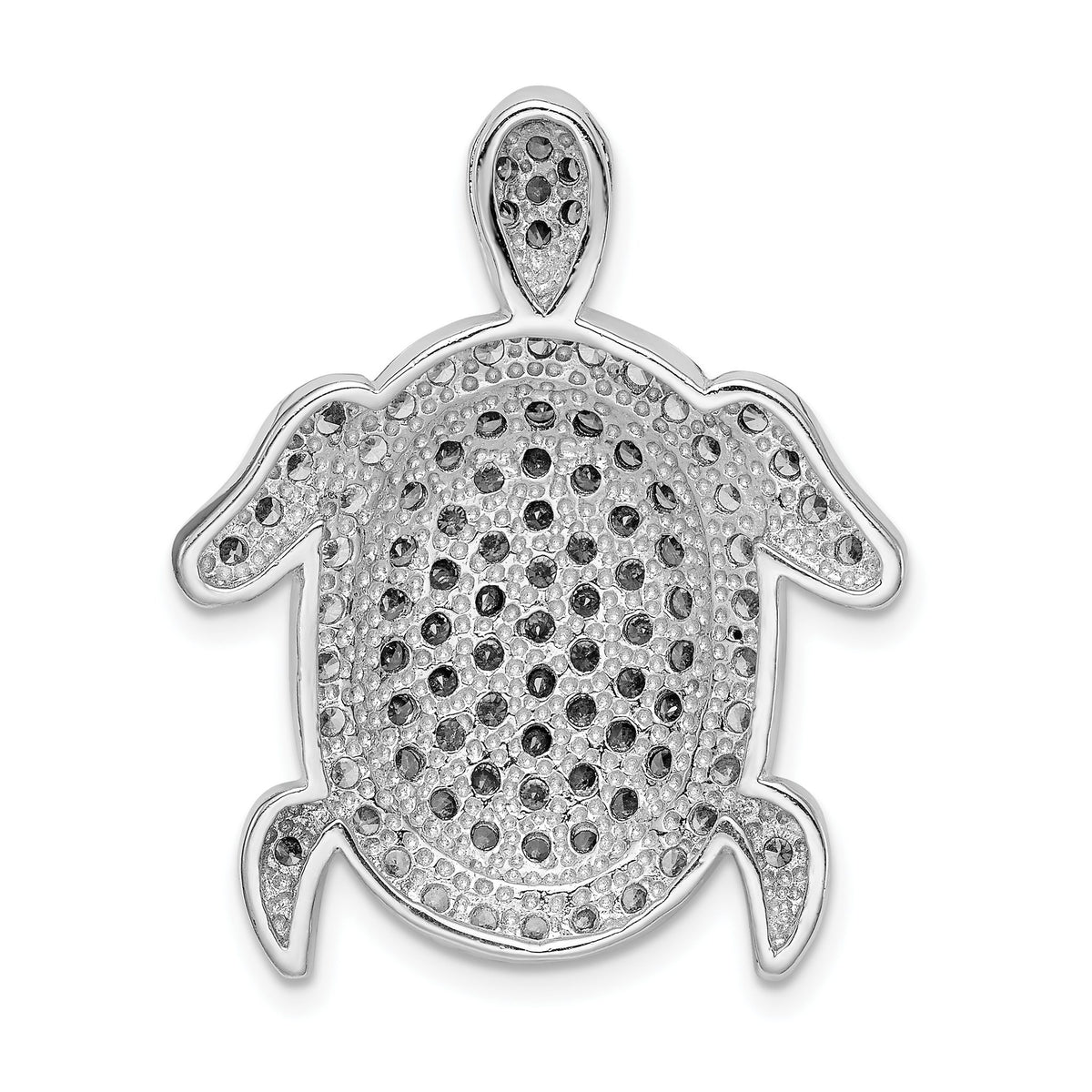 Turtle Slide Charm in Sterling Silver with White & Champagne Cubic Zirconia, 31mm - Sophia Jewelers