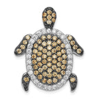 Turtle Slide Charm in Sterling Silver with White & Champagne Cubic Zirconia, 31mm - Sophia Jewelers