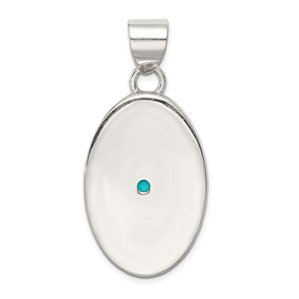 Oval Turquoise Pendant in Sterling Silver, 42mm - Sophia Jewelers