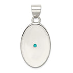 Oval Turquoise Pendant in Sterling Silver, 42mm - Sophia Jewelers