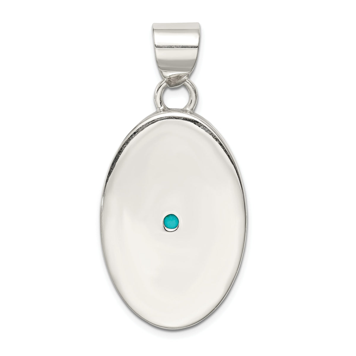 Oval Turquoise Pendant in Sterling Silver, 42mm - Sophia Jewelers