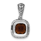 Brown Cubic Zirconia Pendant in Sterling Silver, 27mm Antiqued - Sophia Jewelers