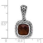 Brown Cubic Zirconia Pendant in Sterling Silver, 27mm Antiqued - Sophia Jewelers