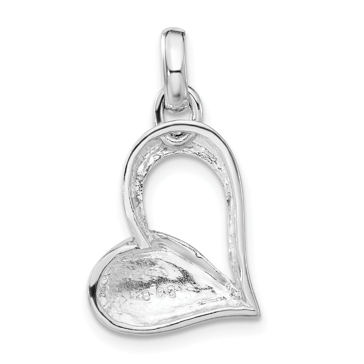 Open Heart Pendant in Sterling Silver, 26mm Antiqued & Polished - Sophia Jewelers