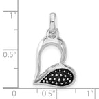 Open Heart Pendant in Sterling Silver, 26mm Antiqued & Polished - Sophia Jewelers