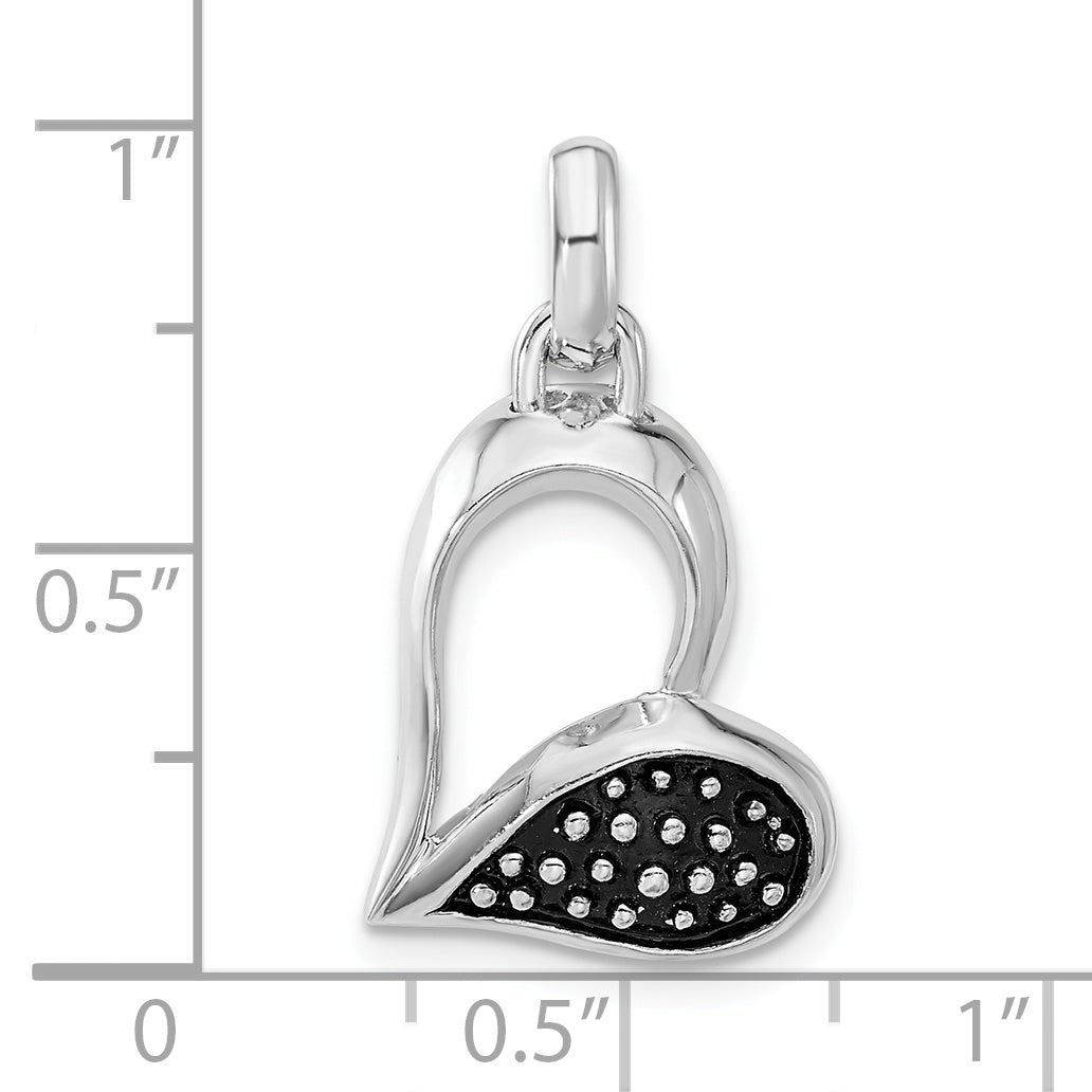 Open Heart Pendant in Sterling Silver, 26mm Antiqued & Polished - Sophia Jewelers