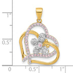 Clear Cubic Zirconia Heart Butterfly Pendant in Gold-Plated Sterling Silver, 29mm - Sophia Jewelers
