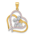 Clear Cubic Zirconia Heart Butterfly Pendant in Gold-Plated Sterling Silver, 29mm - Sophia Jewelers