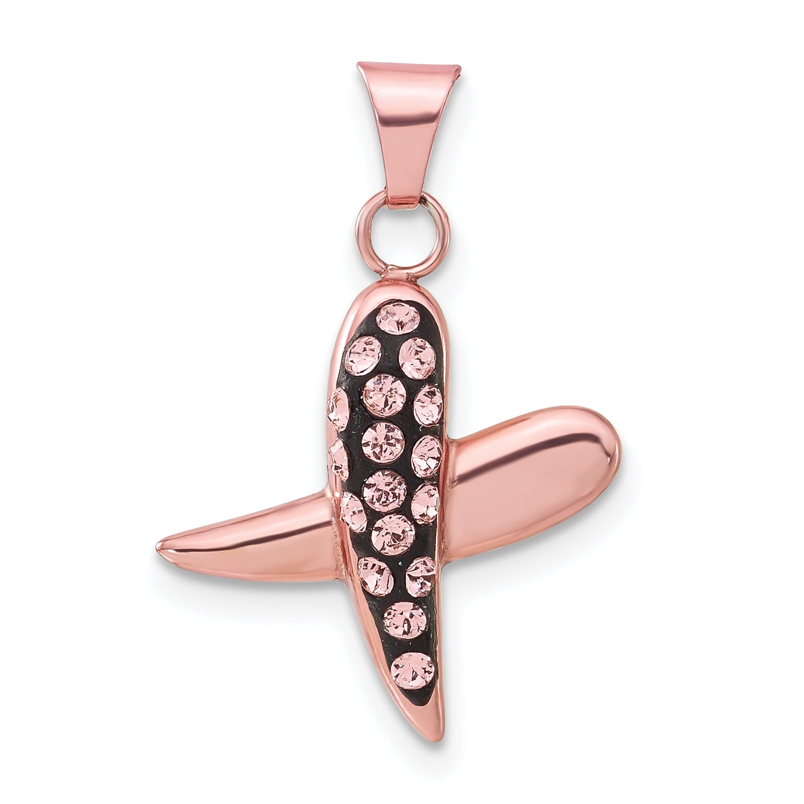 Sterling Silver Pink Ceramic Rose Crystal Elements X Pendant Secondary image