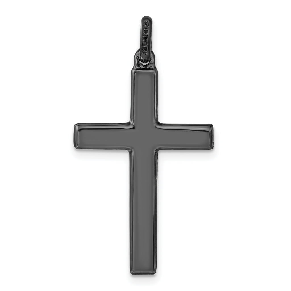 Red Crystal & Black Ceramic Cross Pendant in Sterling Silver, 36mm - Sophia Jewelers