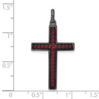 Red Crystal & Black Ceramic Cross Pendant in Sterling Silver, 36mm - Sophia Jewelers