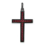 Red Crystal & Black Ceramic Cross Pendant in Sterling Silver, 36mm - Sophia Jewelers