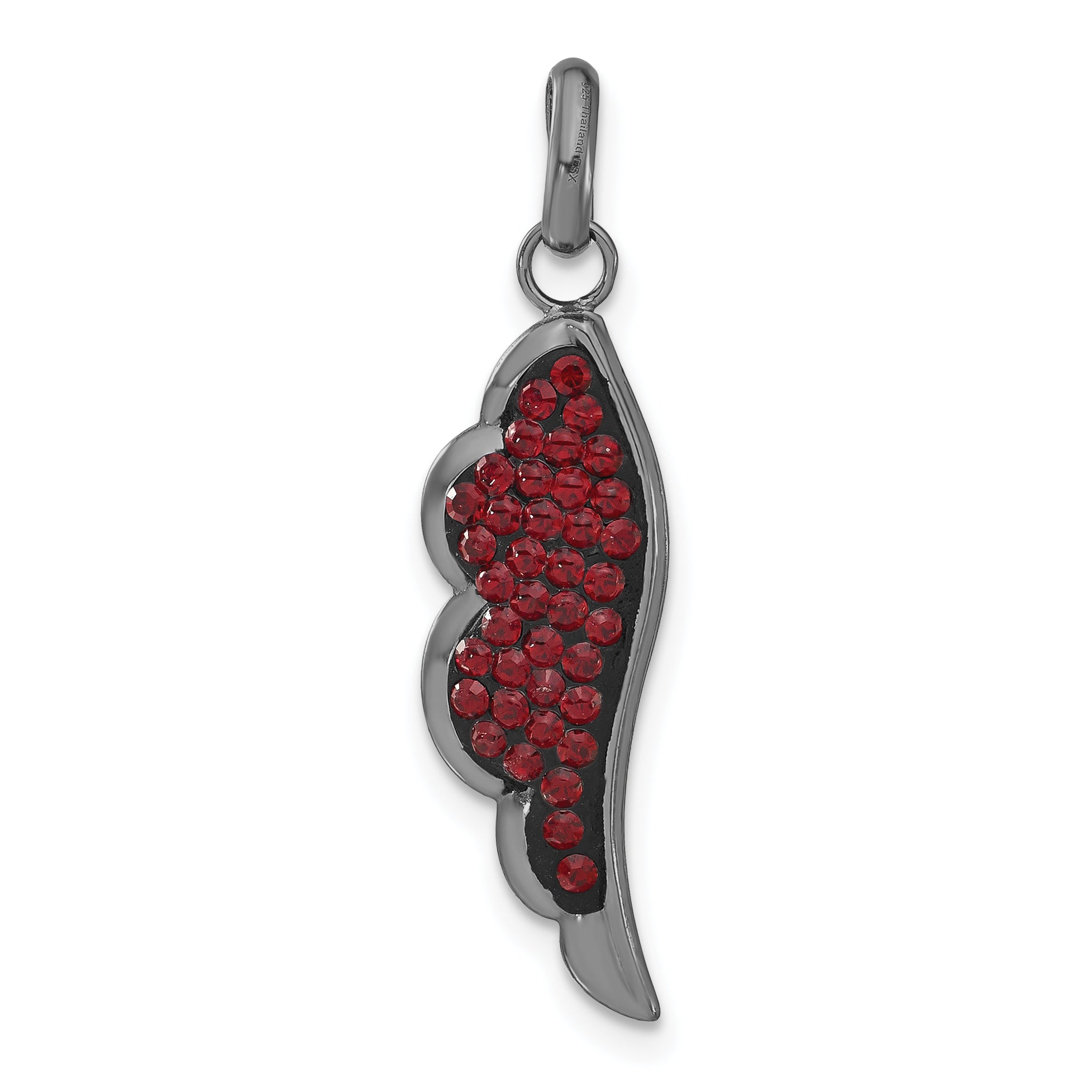 Sterling Silver Black Ceramic Red Crystal Elements Wing Pendant Secondary image