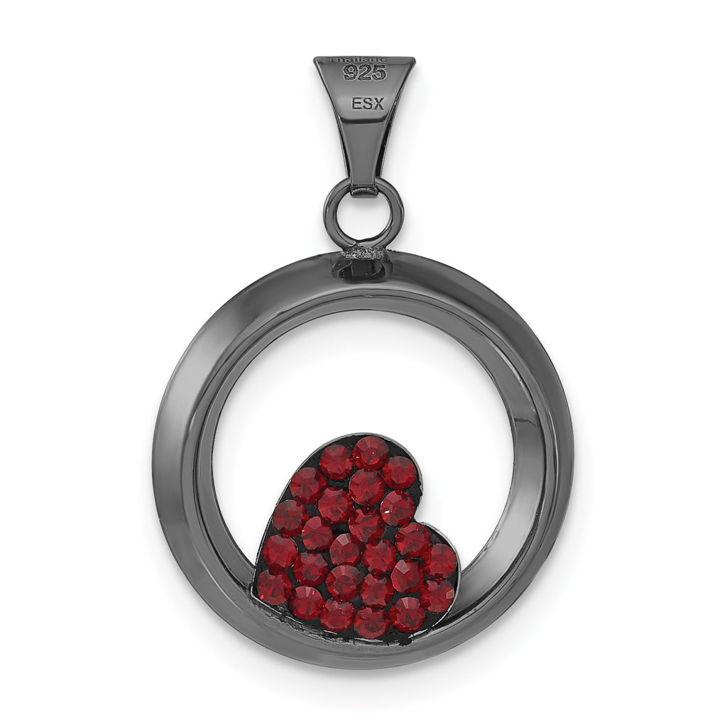 Heart Circle Pendant in Sterling Silver - Sophia Jewelers