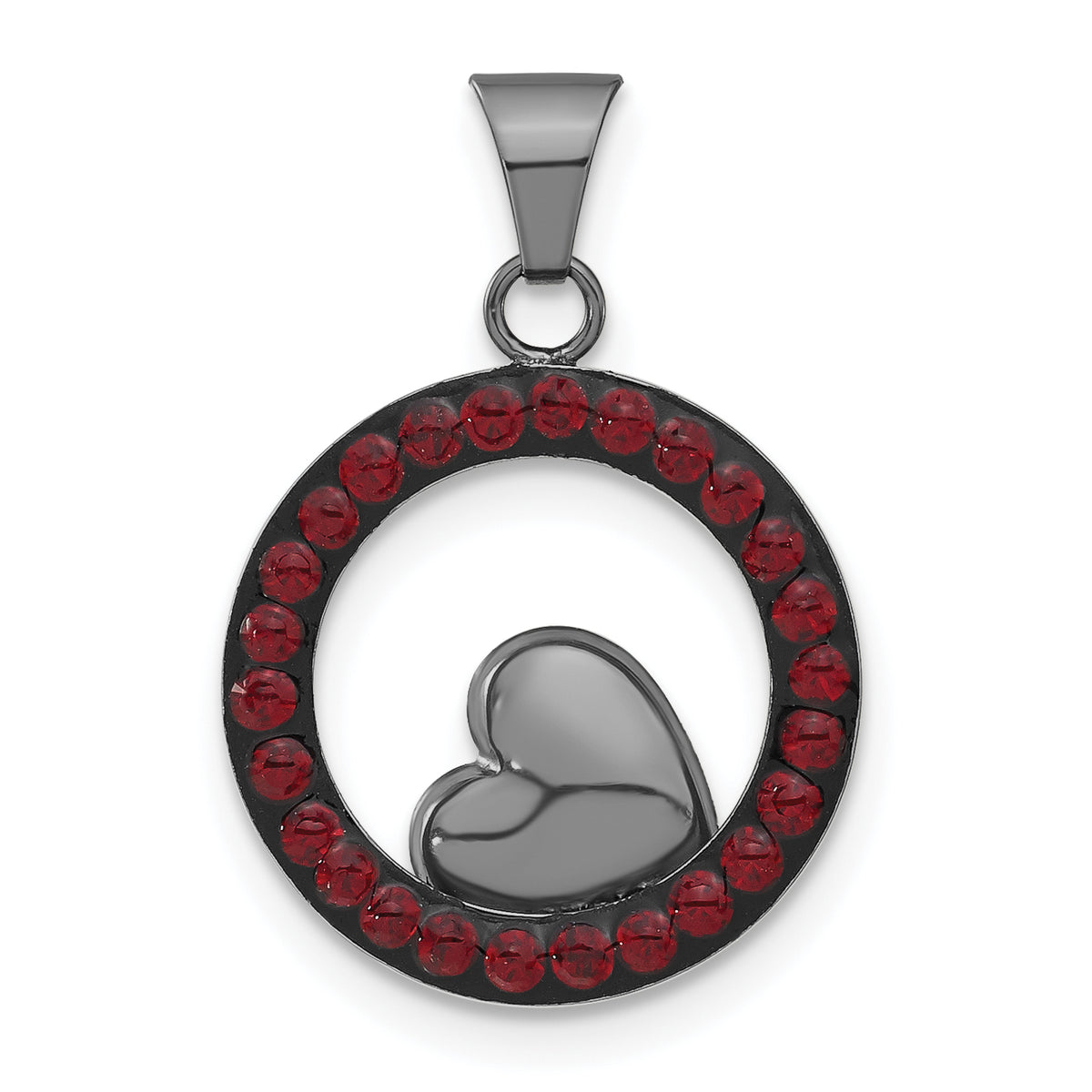 Heart Circle Pendant in Sterling Silver - Sophia Jewelers