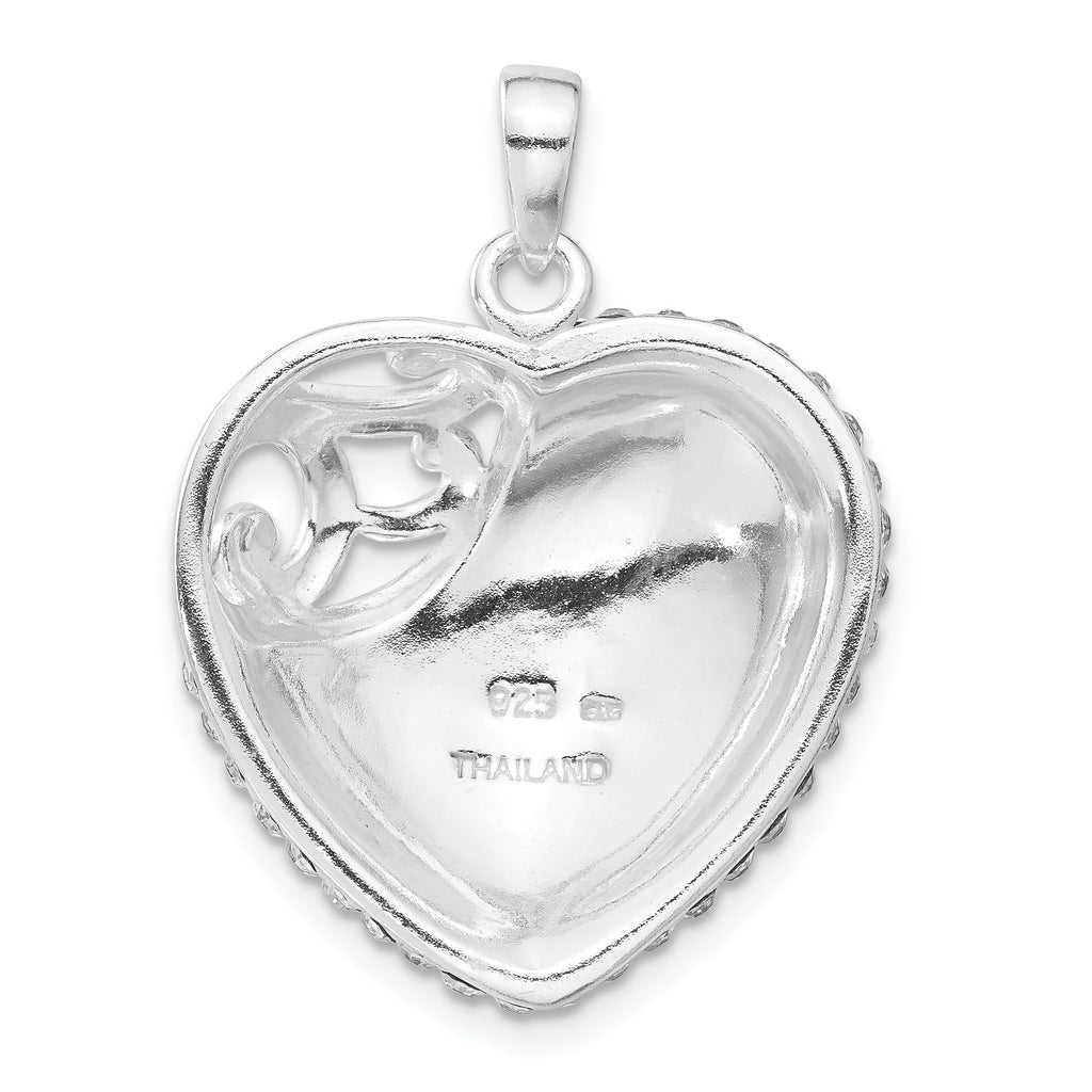 Crystal Heart Pendant in Sterling Silver, 31mm - Sophia Jewelers