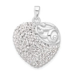 Crystal Heart Pendant in Sterling Silver, 31mm - Sophia Jewelers