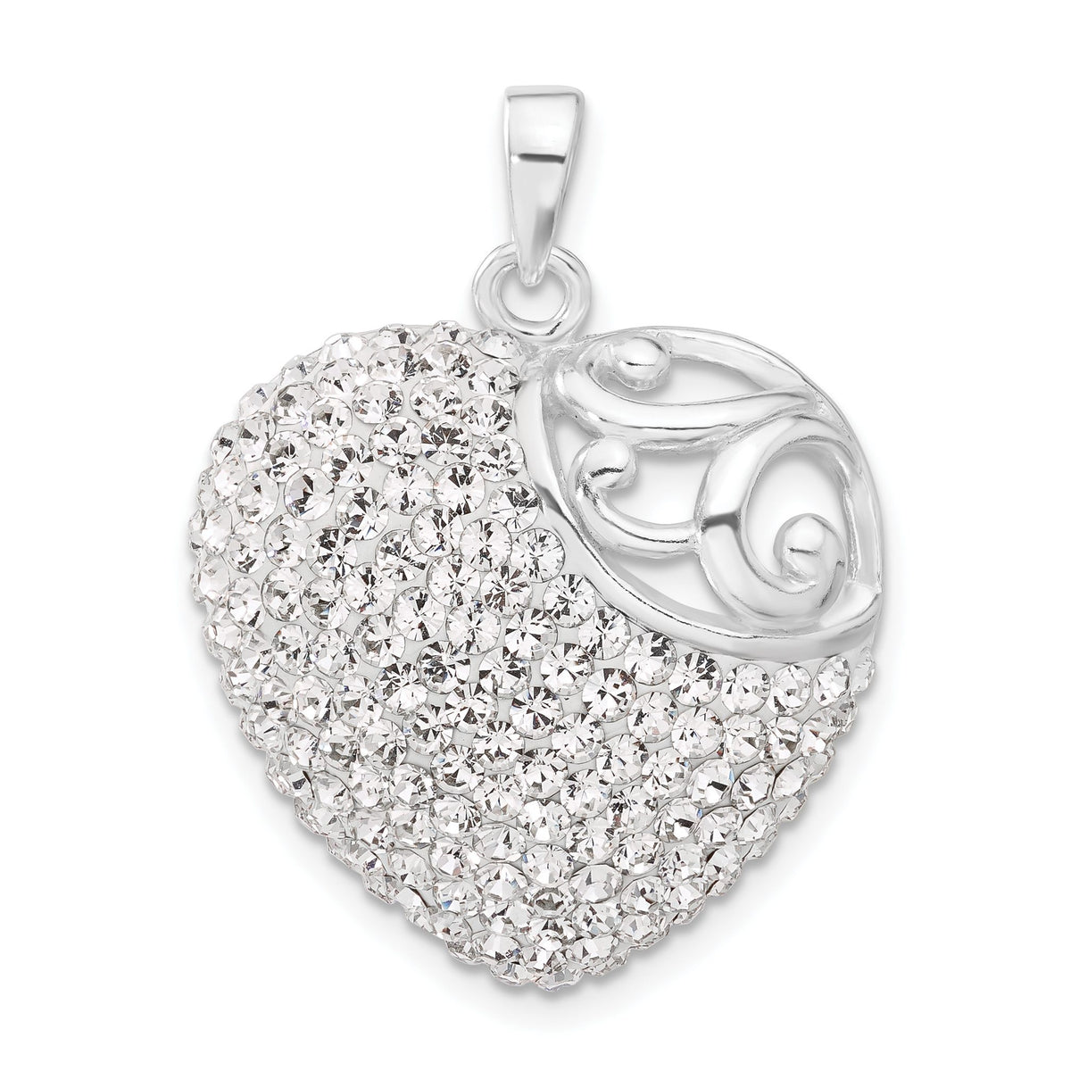 Crystal Heart Pendant in Sterling Silver, 31mm - Sophia Jewelers