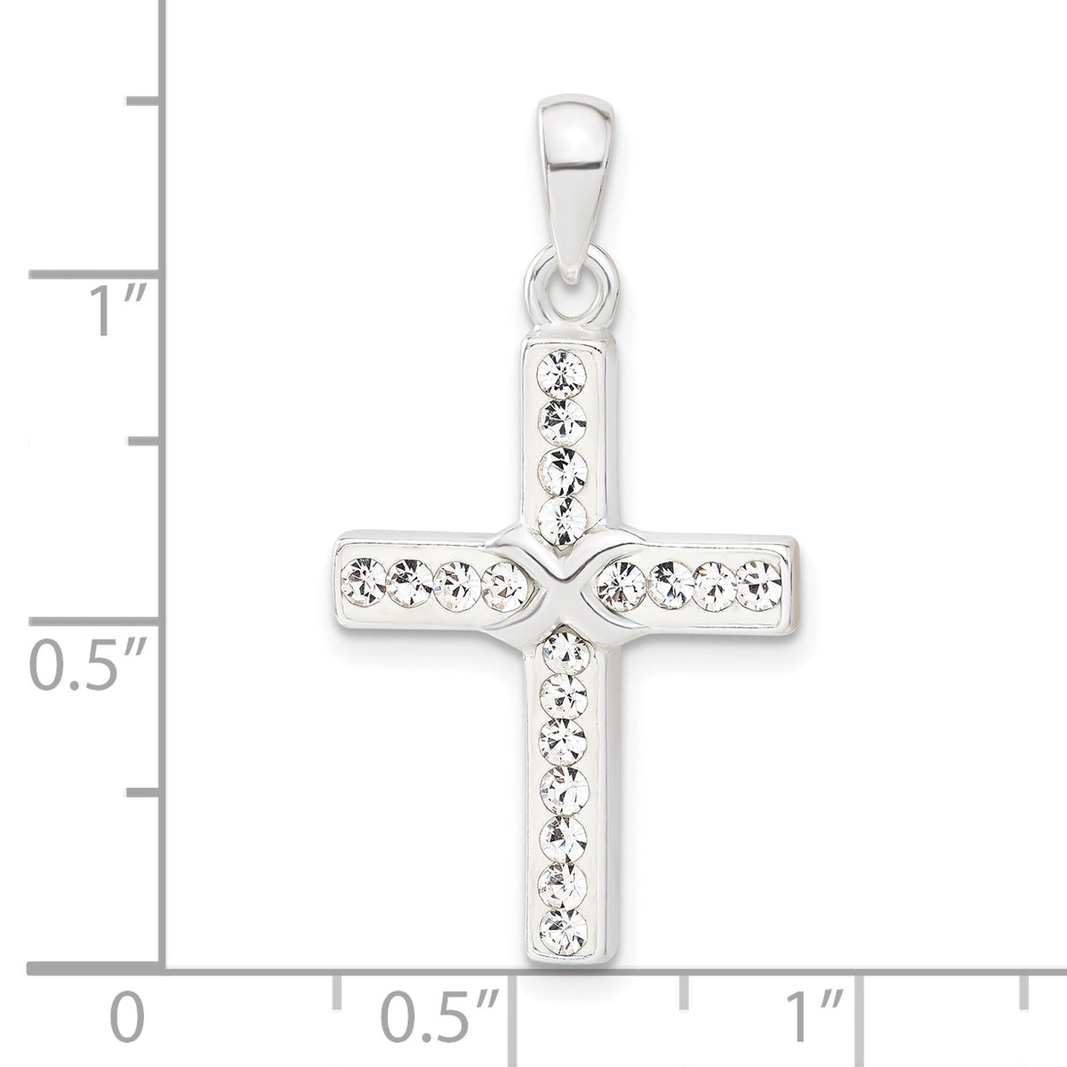 Crystal Cross Pendant in Sterling Silver, 33mm - Sophia Jewelers