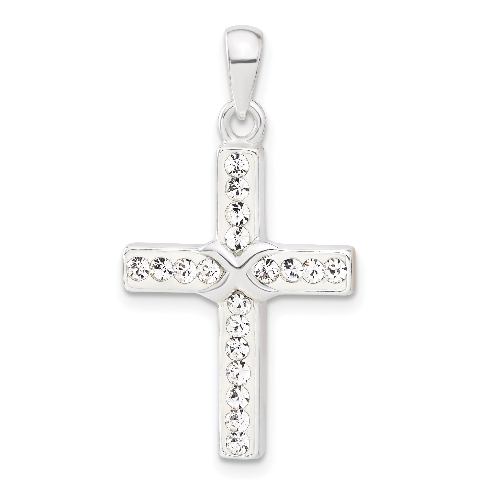 Crystal Cross Pendant in Sterling Silver, 33mm Secondary image