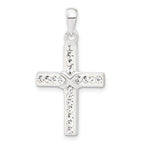 Crystal Cross Pendant in Sterling Silver, 33mm - Sophia Jewelers