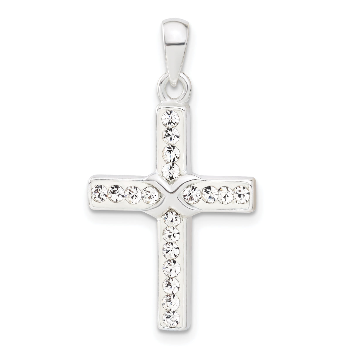 Crystal Cross Pendant in Sterling Silver, 33mm - Sophia Jewelers