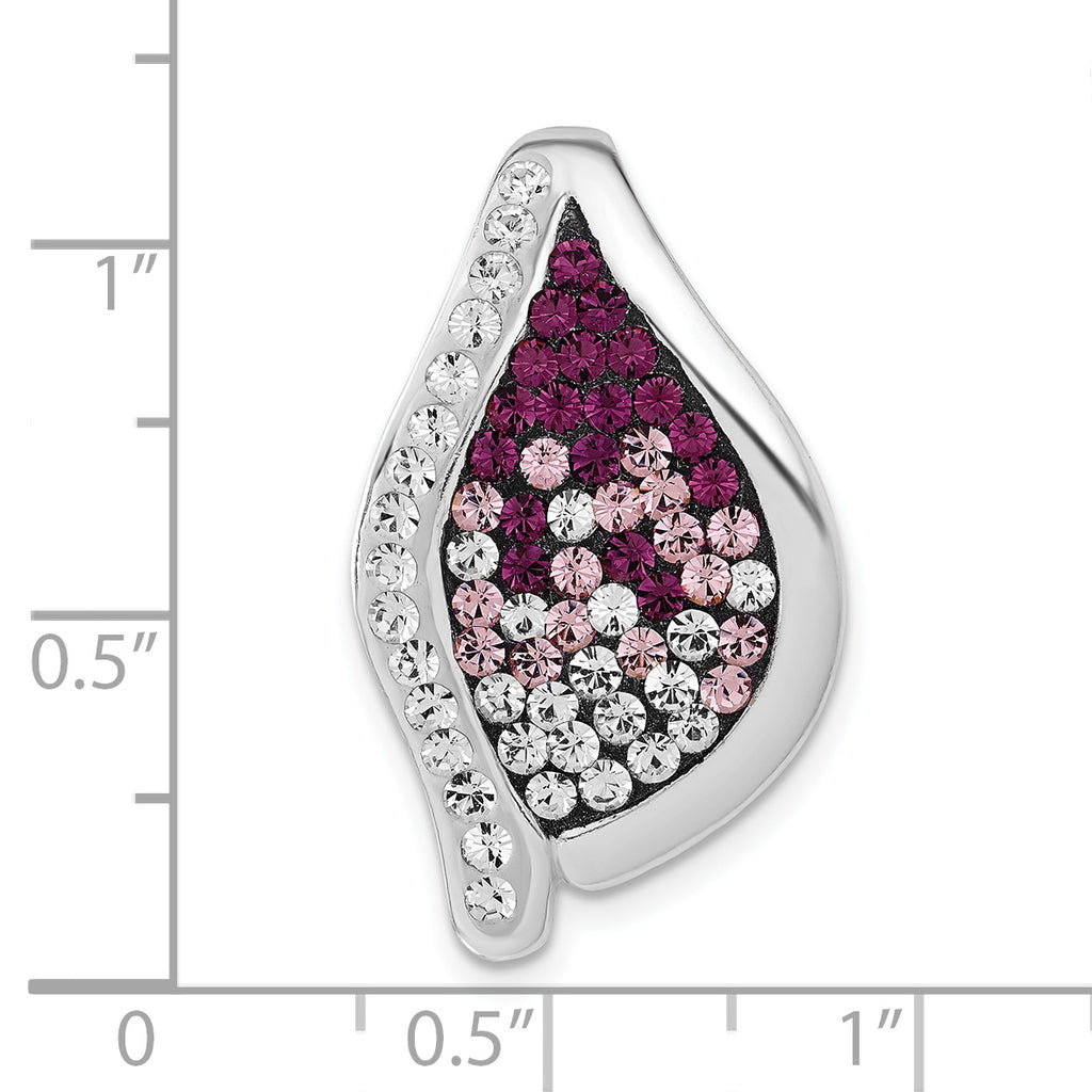 White & Purple Crystal Fancy Pendant in Sterling Silver, 29mm - Sophia Jewelers