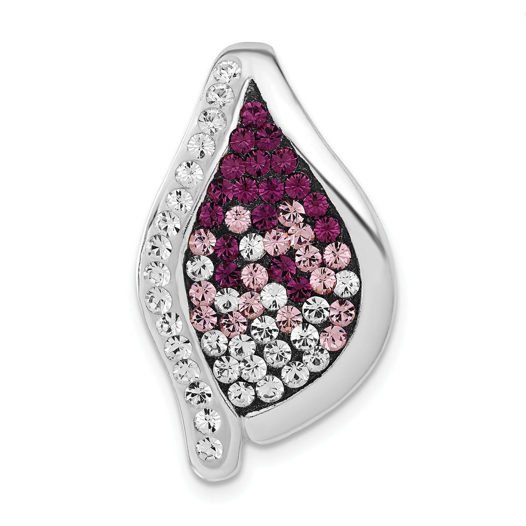White & Purple Crystal Fancy Pendant in Sterling Silver, 29mm - Sophia Jewelers