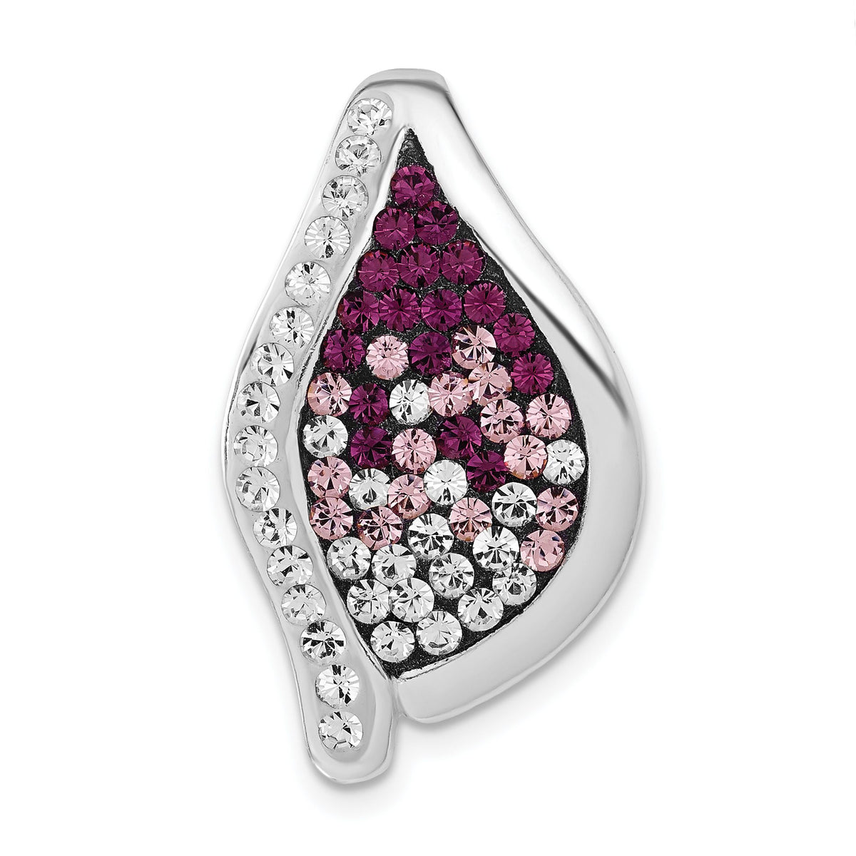 White & Purple Crystal Fancy Pendant in Sterling Silver, 29mm - Sophia Jewelers
